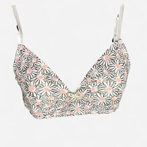 Nicole Miller Daisy Floral Bralette – White/Pink/Black - Size 34A